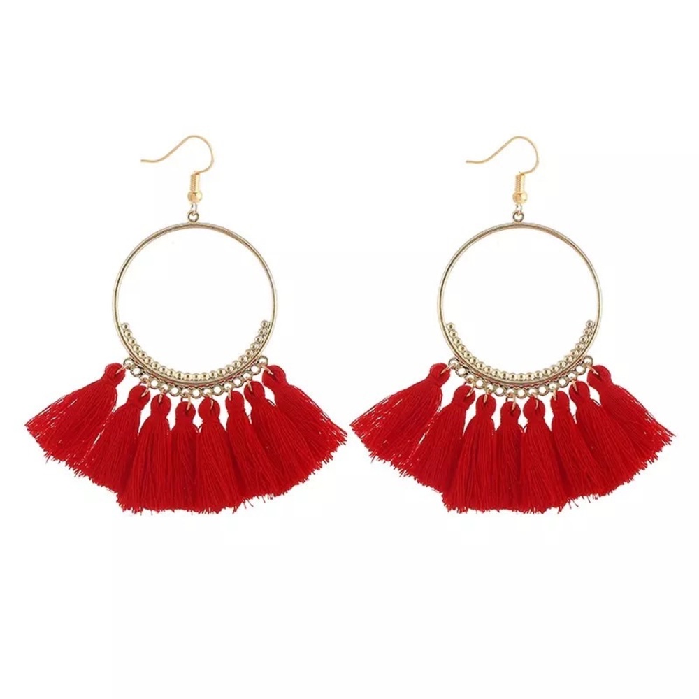 3/$22 Bohemian Tassel Fringe Hook Earrings - Picture 7 of 8